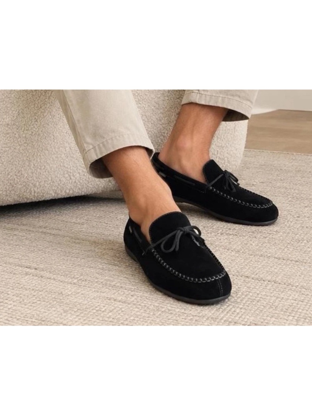 Vionic Dewey men’s Sz 10 black suede slippers moccasins orthaheel technology